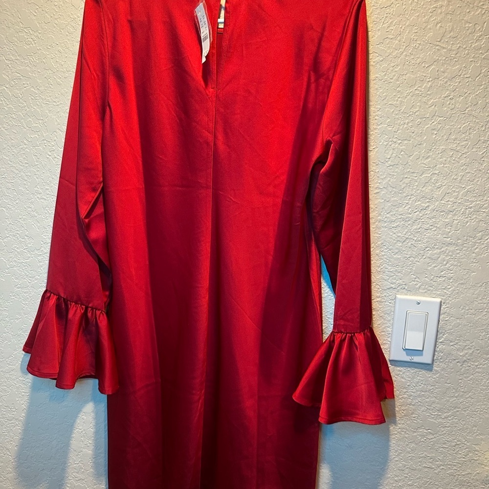 NWT J. Crew Red Ruffle Sleeve Dress Women’s Size 10 - Picture 9 of 9